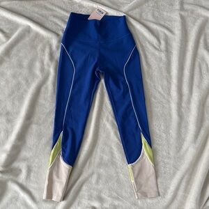Wilo The Label Women’s Blue 💙 Color block Racer Trio Leggings NWT-size S